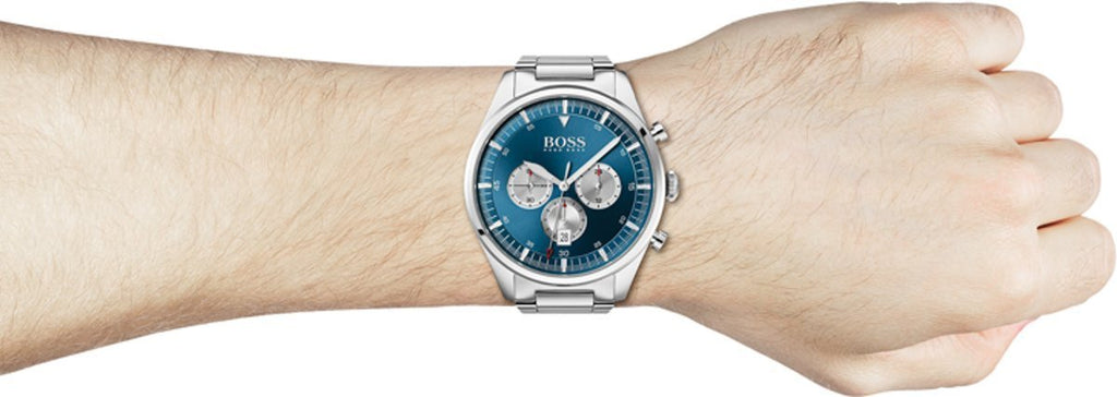 Hugo Boss Pioneer Blue Dial Silver Steel Strap Watch for Men - 1513713 Buy Now By Hugo Boss
