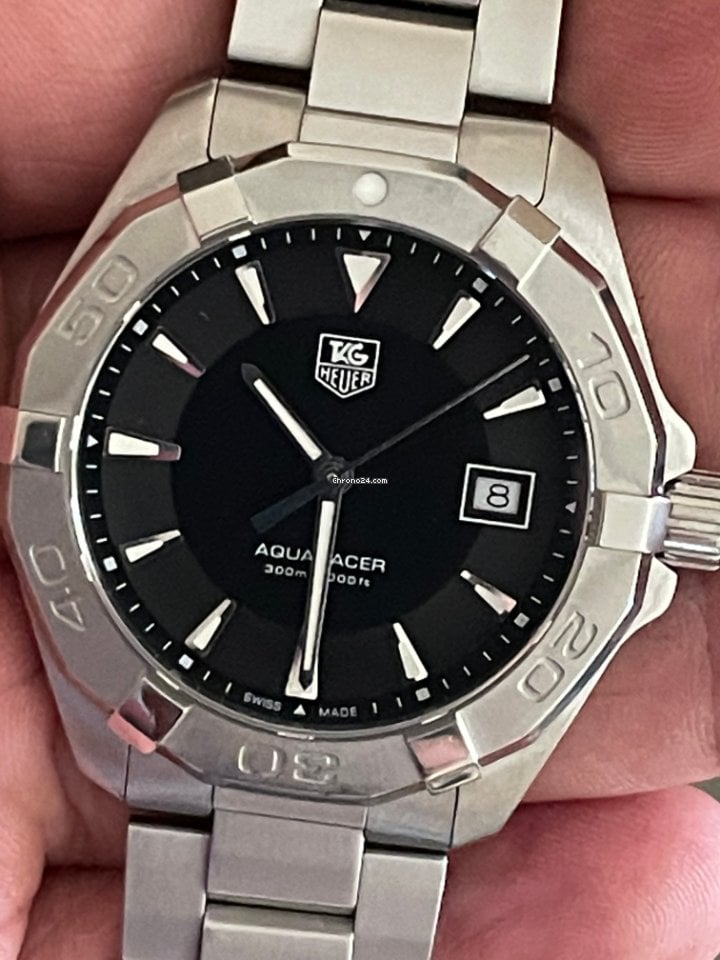 Tag Heuer Aquaracer 41mm Quartz Black Dial Silver Steel Strap Watch for Men - WAY1110.BA0928