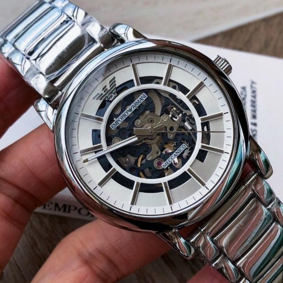 Emporio Armani Meccanico Automatic Silver Dial Silver Steel Strap Watch for Men - AR60006 Buy Now By Emporio Armani