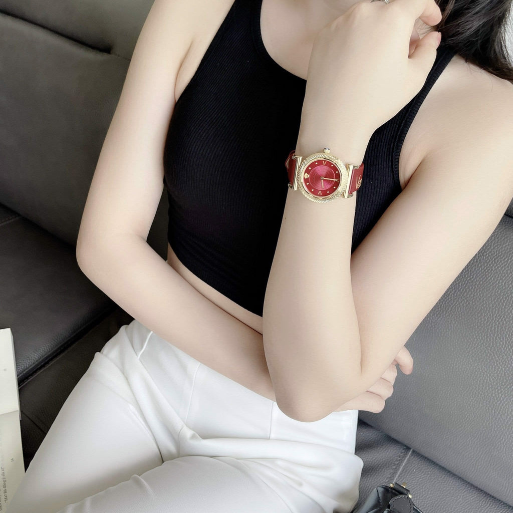 Versace V-Motif Red Dial Red Leather Strap Watch for Women - VERE00418 Buy Now By Versace