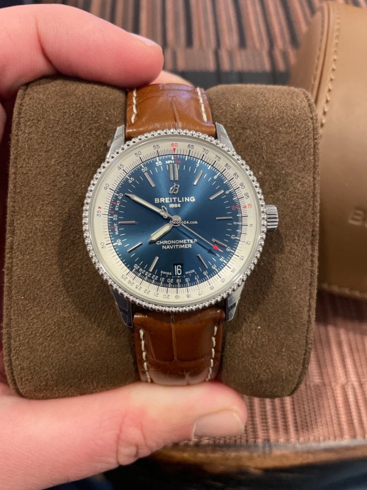 Breitling Navitimer 1 Automatic 41mm Blue Dial Brown Leather Strap Mens Watch - A17326211C1P1 Buy Now By Breitling