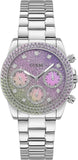 Guess Sol Chronograph Crystals Multicolor Dial Silver Steel Strap Watch For Women - GW0483L1 Buy Now By Guess