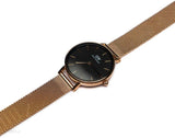 Daniel Wellington Classic Petite Melrose Black Dial Rose Gold Mesh Bracelet Watch For Women - DW00100217 Buy Now By Daniel Wellington