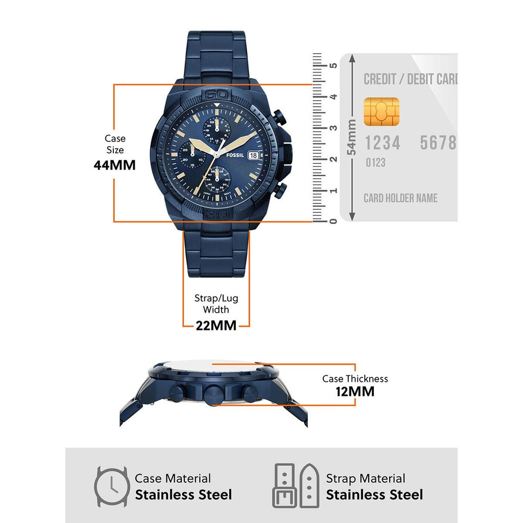 Fossil Bronson Chronograph Blue Dial Blue Steel Strap Watch for Men - FS5916 Buy Now By Fossil