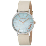 Coach Perry Blue Mother of Pearl Dial White Leather Strap Watch for Women - 14503270 Buy Now By Coach