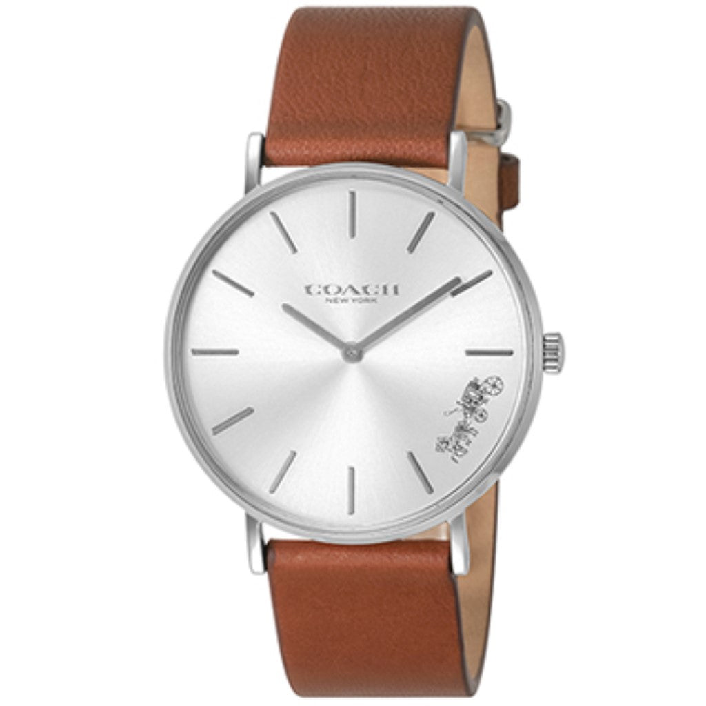 Coach Perry Silver Dial Brown Leather Strap Watch for Women - 14503120 Buy Now By Coach