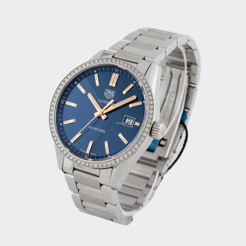 Tag Heuer Carrera Quartz Diamonds Blue Dial Silver Steel Strap Watch for Women - WAR1114.BA0601 Buy Now By Tag Heuer