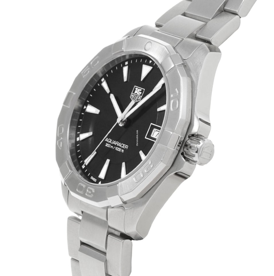 Tag Heuer Aquaracer Quartz Black Dial Silver Steel Strap Watch for Men - WAY1110.BA0928 Buy Now By Tag Heuer