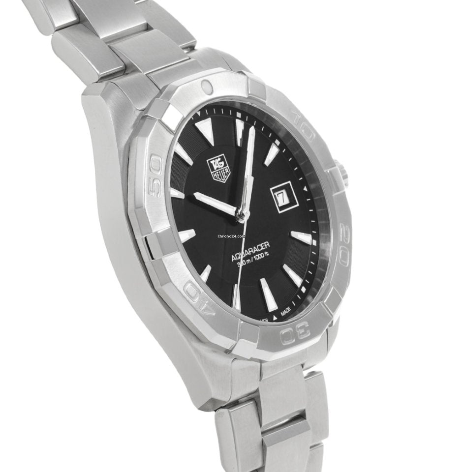 Tag Heuer Aquaracer Quartz Black Dial Silver Steel Strap Watch for Men - WAY1110.BA0928 Buy Now By Tag Heuer