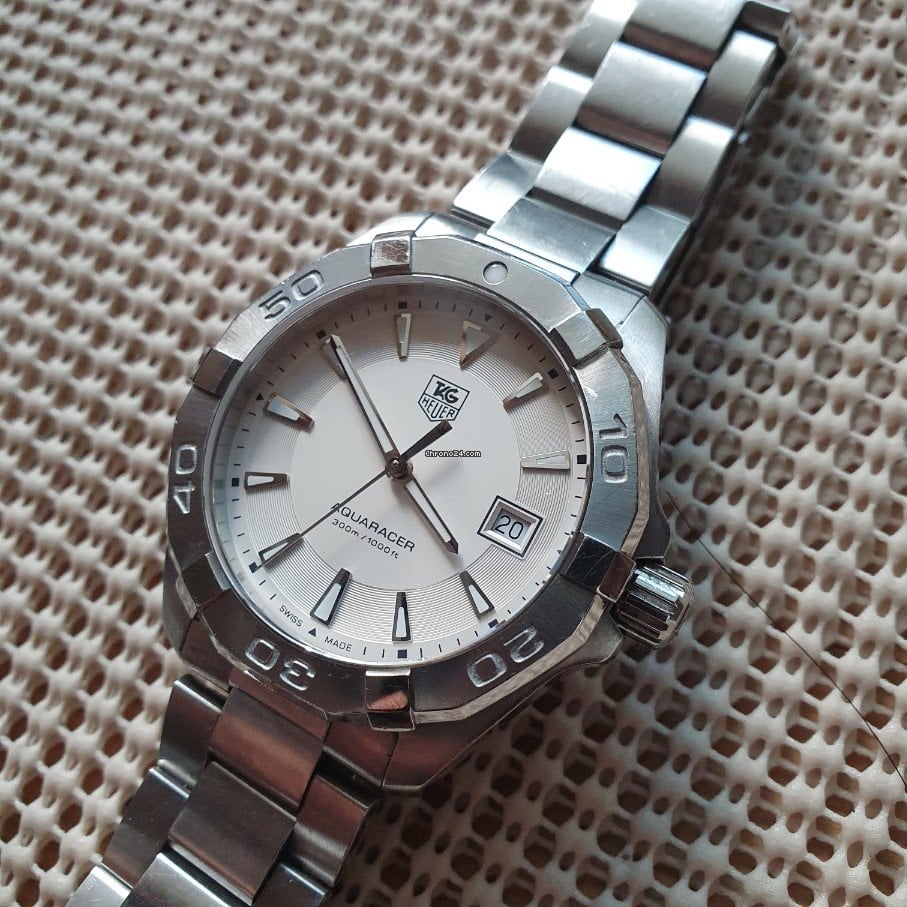 Tag Heuer Aquaracer Quartz White Dial Silver Steel Strap Watch for Men - WAY1111.BA0928 Buy Now By Tag Heuer