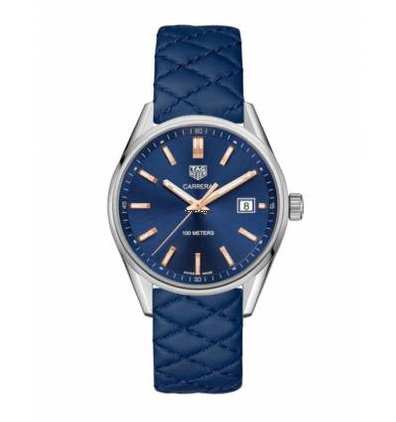 Tag Heuer Carrera Quartz Blue Dial Blue Calfskin Leather Strap Watch for Women - WAR1112.FC6391 Buy Now By Tag Heuer
