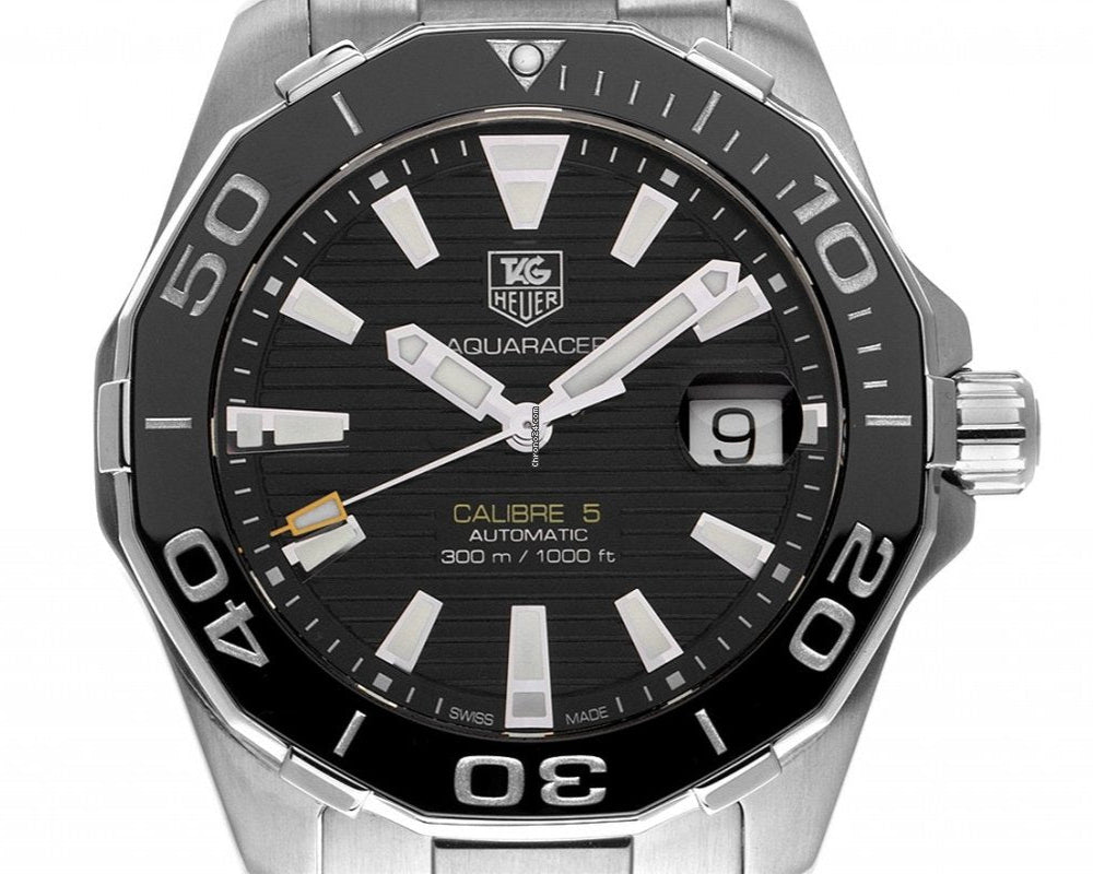 Tag Heuer Aquaracer Automatic Black Dial Silver Steel Strap Watch for Men - WAY211A.BA0928 Buy Now By Tag Heuer