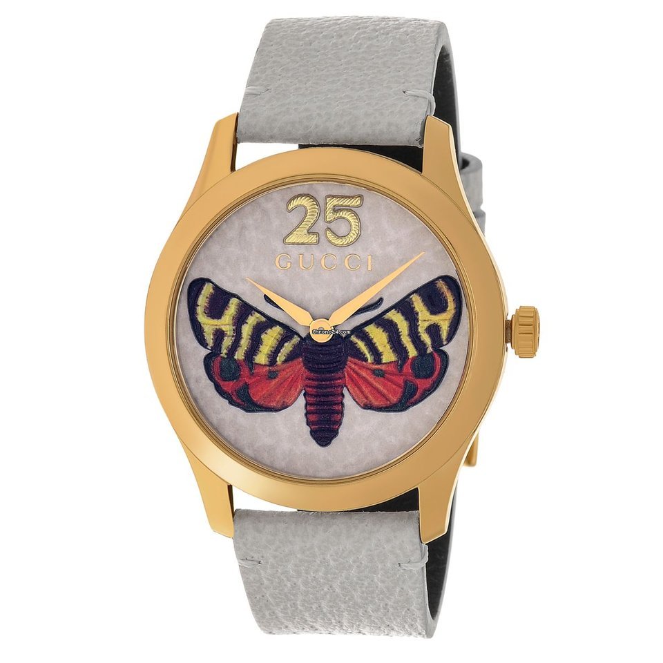 Gucci G Timeless Butterfly White Dial White Leather Strap Watch For Women - YA1264062 Buy Now By Gucci