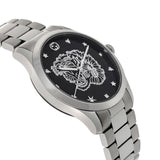 Gucci G Timeless Diamonds Black Dial Silver Steel Strap Watch For Women - YA1264125 Buy Now By Gucci