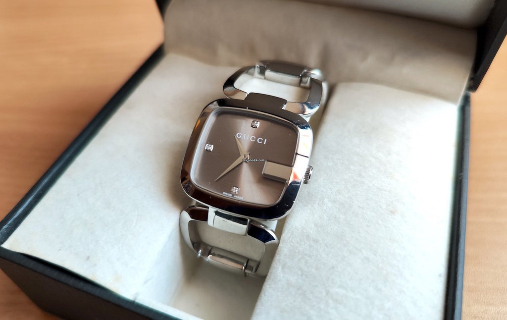 Gucci G Gucci Brown Dial Silver Steel Strap Watch For Women - YA125401 Buy Now By Gucci