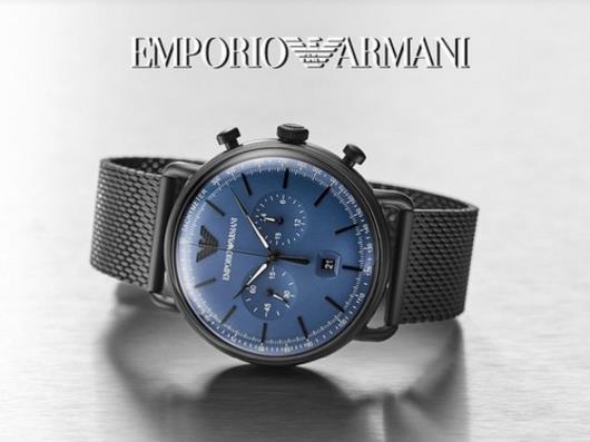 Emporio Armani Aviator Chronograph Blue Dial Black Mesh Bracelet Watch For Men - AR11201 Buy Now By Emporio Armani