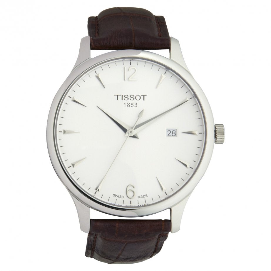 Tissot T Classic Tradition White Dial Brown Leather Strap Watch For Men - T063.610.16.037.00 Buy Now By Tissot