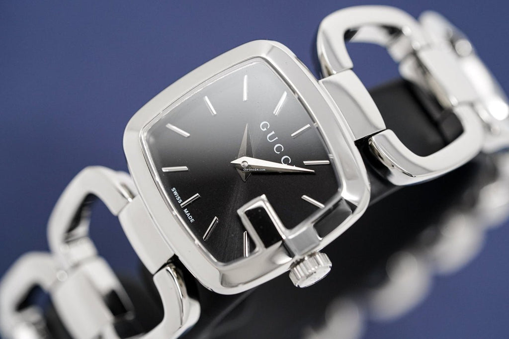 Gucci G Gucci Black Dial Silver Steel Strap Watch For Women - YA125510 Buy Now By Gucci