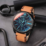 Diesel Mega Chief Chronograph Black Dial Brown Leather Strap Watch For Men - DZ4476 Buy Now By Diesel