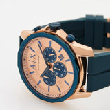 Armani Exchange Hampton Chronograph Rose Gold Dial Blue Silicone Strap Watch For Men - AX1730 Buy Now By Armani Exchange