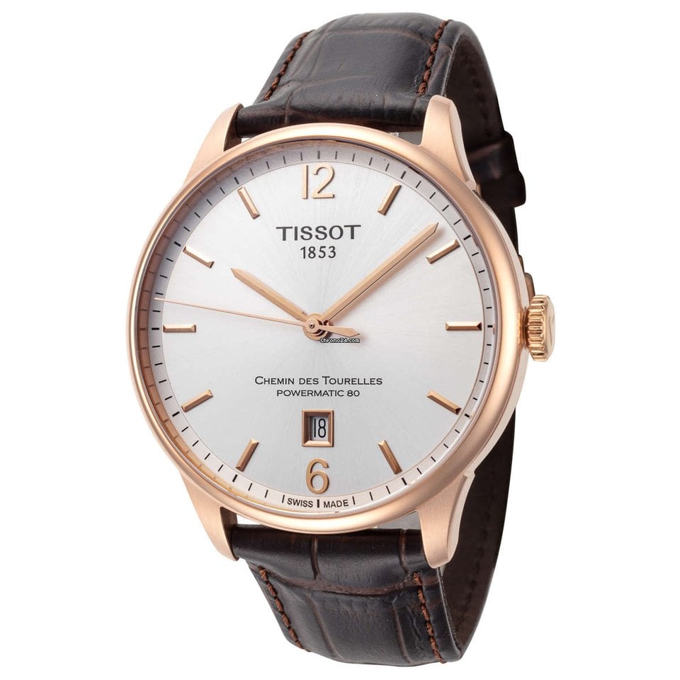 Tissot Chemin Des Tourelles Powermatic 80 Silver Dial Brown Leather Strap Watch For Men - T099.407.36.037.00 Buy Now By Tissot