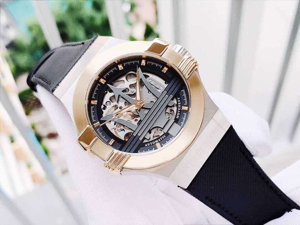 Maserati Potenza Automatic Skeleton Dial Black Leather Strap Watch For Men - R8821108011 Buy Now By Maserati