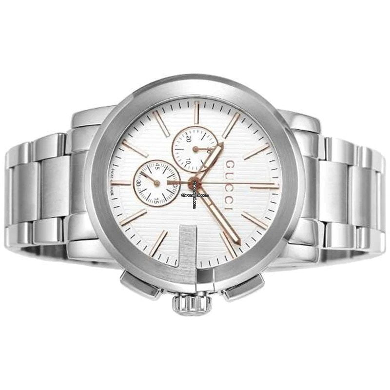 Gucci G Chrono Chronograph Silver Dial Silver Steel Strap Watch For Men - YA101201 Buy Now By Gucci