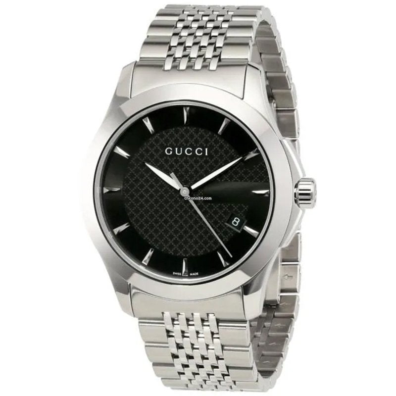 Gucci G Timeless Black Dial Silver Steel Strap Watch For Men - YA126402 Buy Now By Gucci