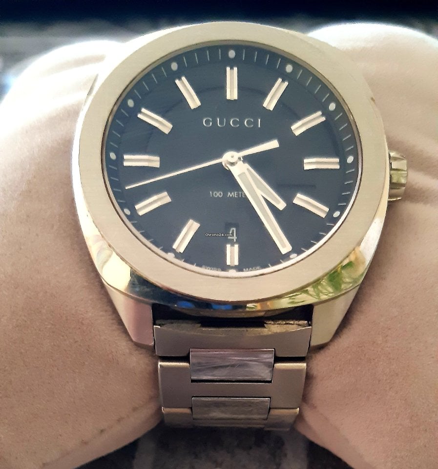 Gucci GG2570 Quartz Blue Dial Silver Steel Strap Watch For Men - YA142303 Buy Now By Gucci