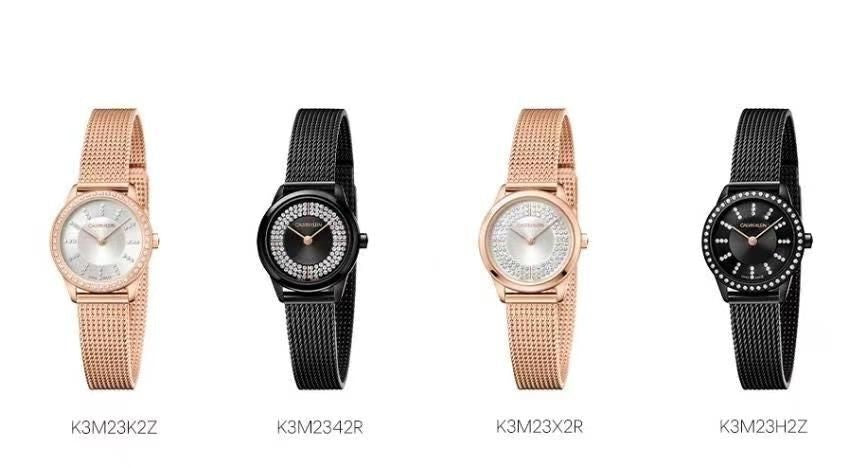 Calvin Klein Minimal Diamonds Black Dial Black Mesh Bracelet Watch for Women - K3M2342R Buy Now By Calvin Klein