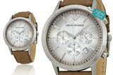 Emporio Armani Classic Chronograph Silver Dial Brown Leather Strap Watch For Men - AR2471 Buy Now By Emporio Armani