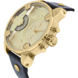 Diesel Mr Daddy Gold Dial Black Leather Strap Watch For Men - DZ7363 Buy Now By Diesel