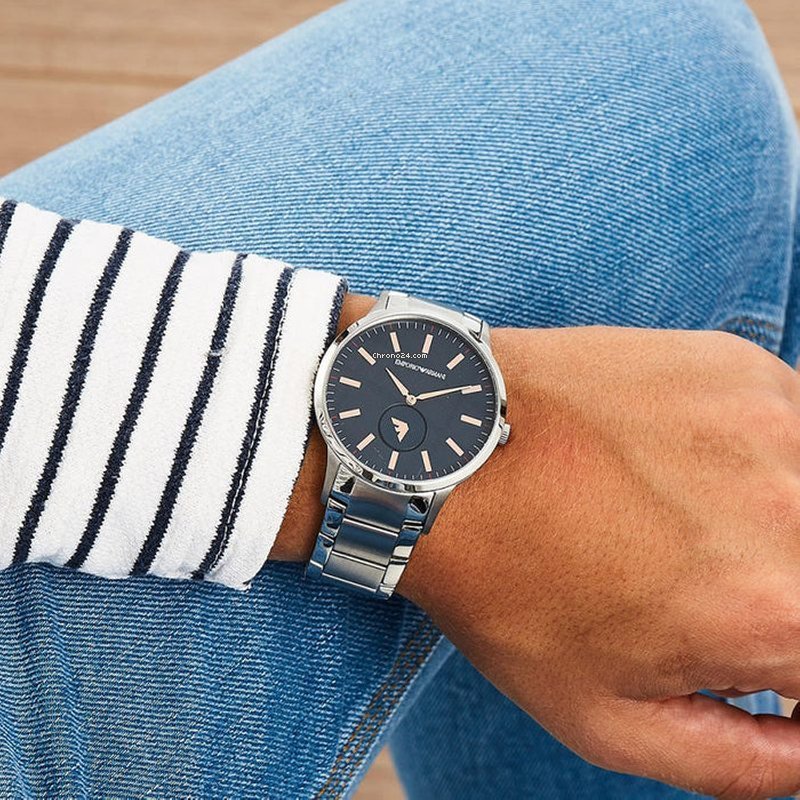 Emporio Armani Renato Blue Dial Silver Steel Strap Watch For Men - AR11137 Buy Now By Emporio Armani