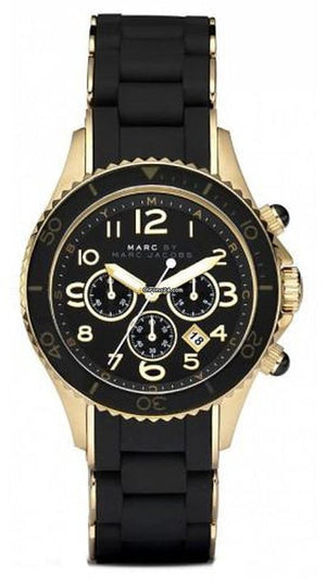 Marc Jacobs Rock Chronograph Black Dial Black Silicone Strap Watch for Women - MBM2552 Buy Now By Marc Jacobs