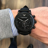 Emporio Armani Luigi Chronohraph Black Dial Black Leather Strap Watch For Men - AR1970 Buy Now By Emporio Armani