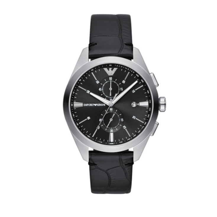 Emporio Armani Claudio Chronograph Black Dial Black Leather Strap Watch For Men - AR11542 Buy Now By Emporio Armani