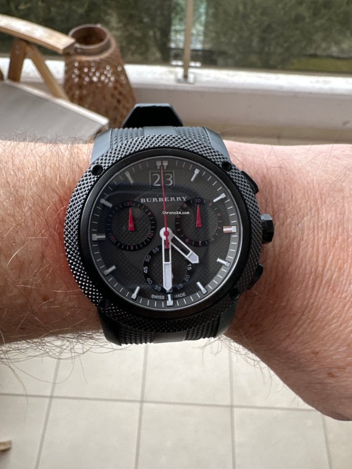 Burberry The Endurance Chronograph Black Dial Black Rubber Strap Watch For Men - BU9802 Buy Now By Burberry