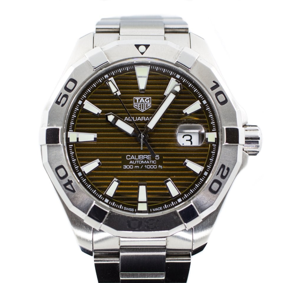 Tag Heuer Aquaracer Calibre 5 Automatic Sunray Brown Dial Silver Steel Strap Watch for Men - WAY2018.BA0927 Buy Now By Tag Heuer