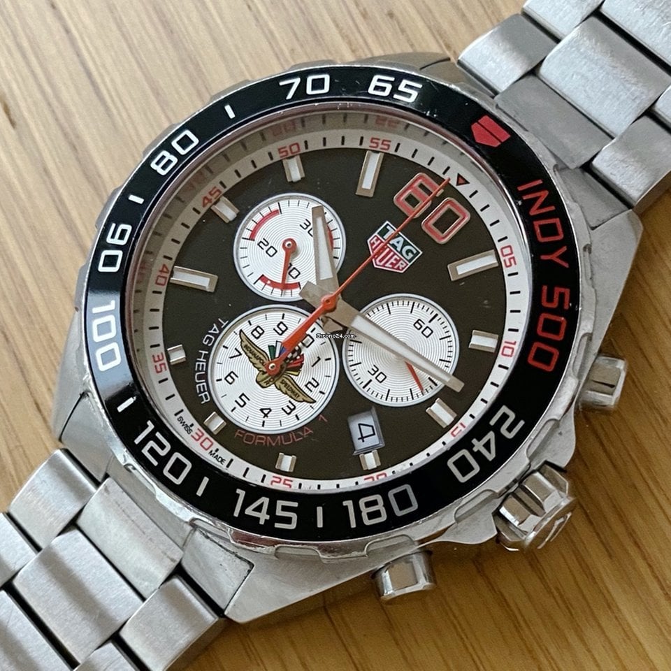 Tag Heuer Formula 1 Indy 500 Special Edition Black Dial Silver Steel Strap Watch for Men - CAZ101V.BA0842