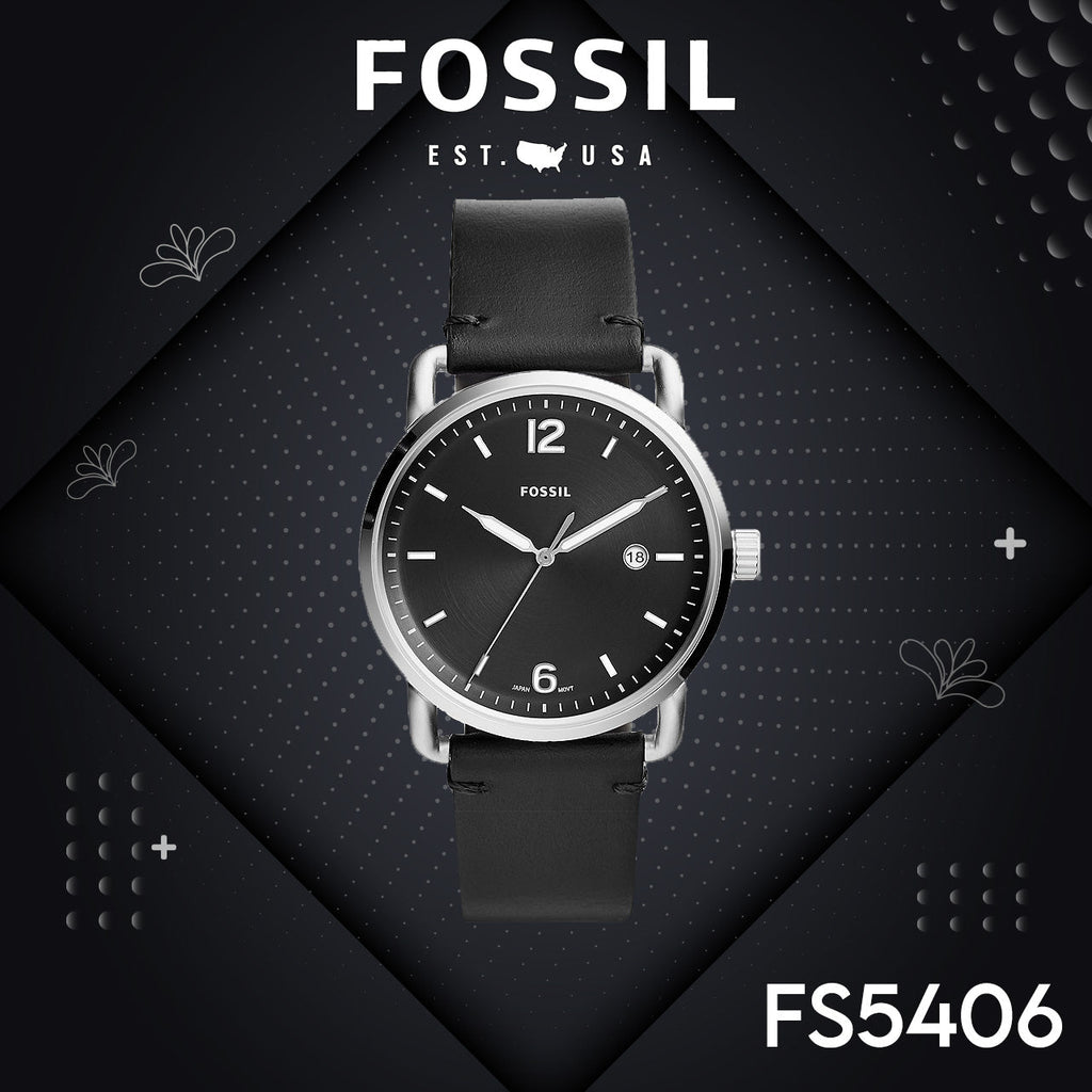 Fossil The Commuter Black Dial Black Leather Strap Watch for Men - FS5406 Buy Now By Fossil