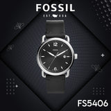 Fossil The Commuter Black Dial Black Leather Strap Watch for Men - FS5406 Buy Now By Fossil