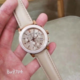Burberry Chronograph Rose Gold Dial Beige Leather Strap Watch for Women - BU9704 Buy Now By Burberry