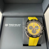 Tag Heuer Formula 1 Chronograph 41mm Yellow Dial Yellow Rubber Strap Watch for Men - CAZ101AM.FT8054