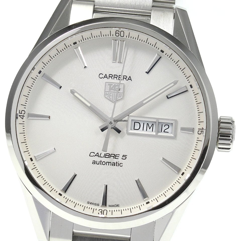 Tag Heuer Carrera Calibre 5 Automatic White Dial Silver Steel Strap Watch for Men - WAR201B.BA0723 Buy Now By Tag Heuer