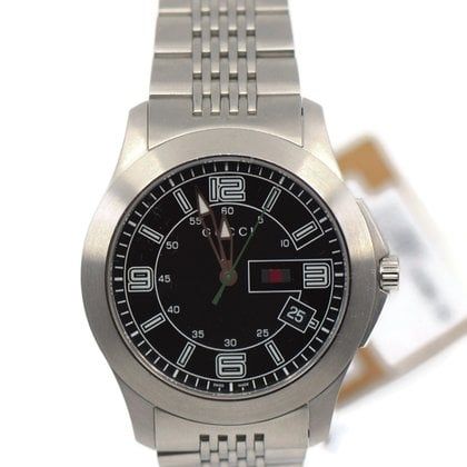 Gucci G Timeless Black Dial Silver Steel Strap Watch For Men - YA126201 Buy Now By Gucci