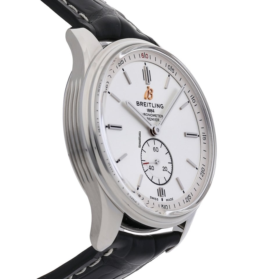 Breitling Premier Automatic 40mm Silver Dial Black Leather Strap Watch for Men - A37340351G1P1 Buy Now By Breitling