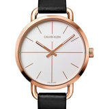 Calvin Klein Even White Dial Black Leather Strap Watch for Women - K7B236C6 Buy Now By Calvin Klein