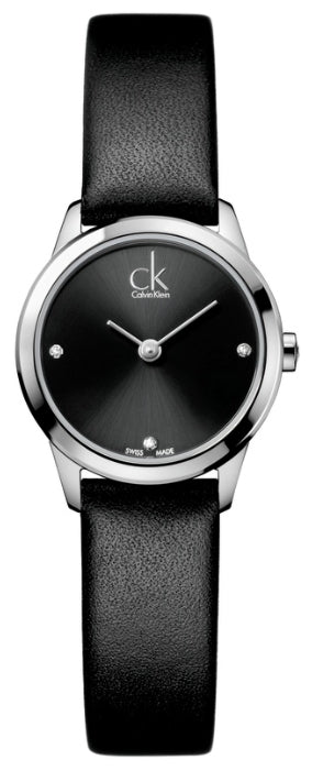 Calvin Klein Minimal Black Dial Black Leather Strap Watch for Women - K3M231CS Buy Now By Calvin Klein