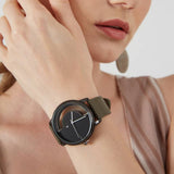 Marc Jacobs Tether Transparent Black Dial Black Leather Strap Watch for Women - MBM1379 Buy Now By Marc Jacobs