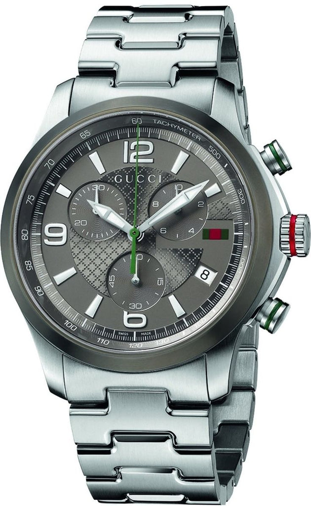 Gucci G Timeless Chronograph Grey Dial Silver Steel Strap Watch For Men - YA126238 Buy Now By Gucci